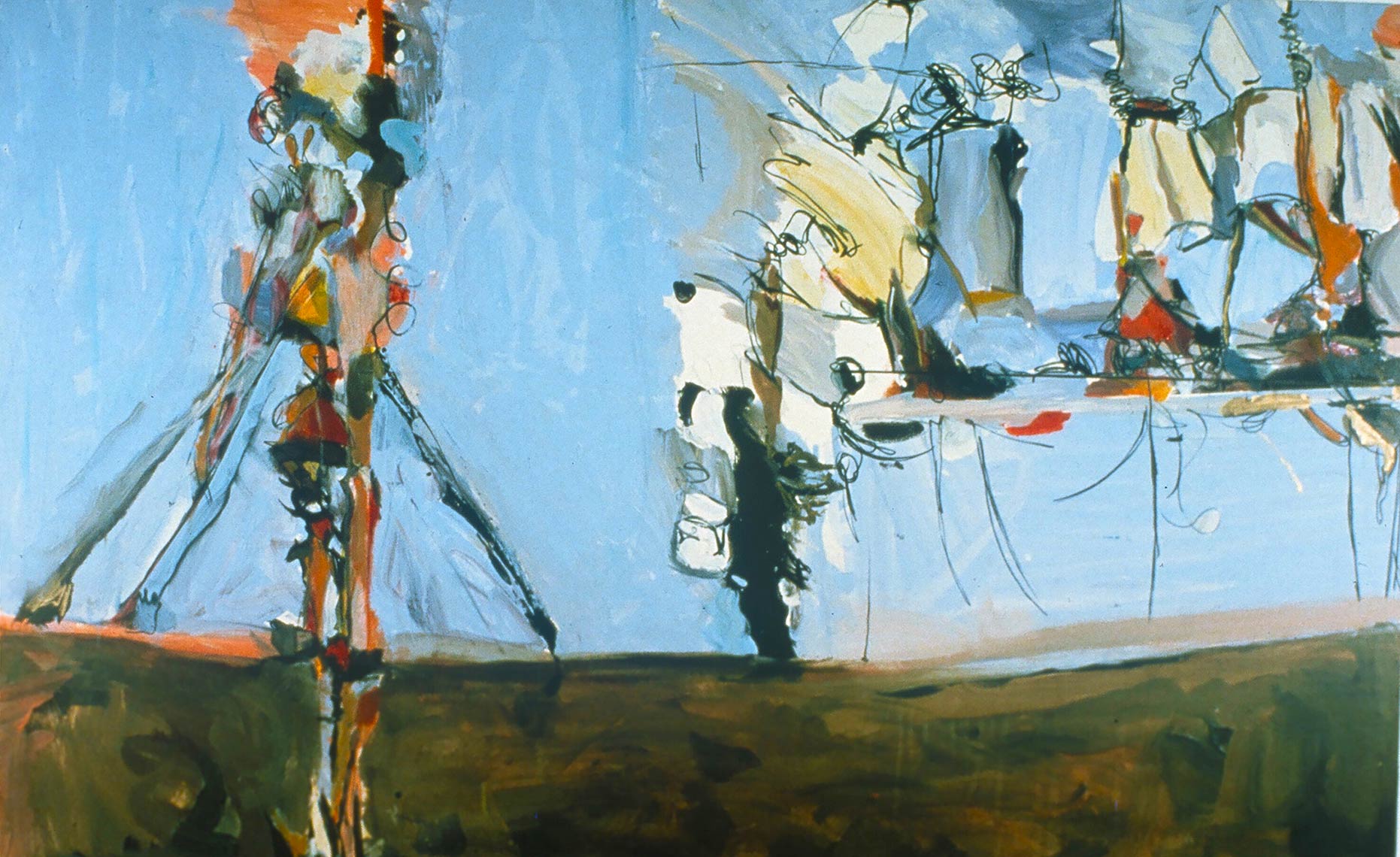 Dancing-on-a-Tar-Covered-Terrace-1986-Acrylic-on-canvas-46-x-84-inches1986