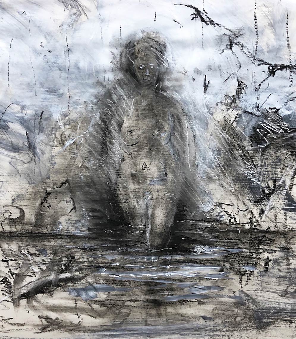 Emerging-From-the-Muck-2018-charcoal-on-paper-22-x-18