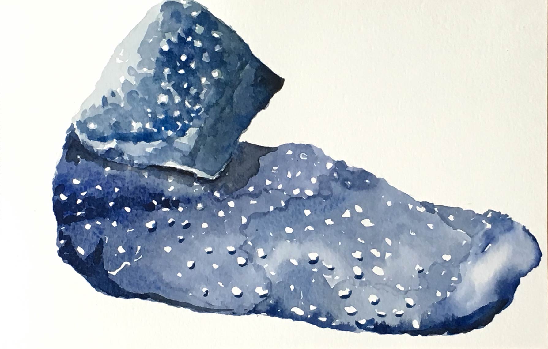 Lost-Sock--Blue-Nubbly-2016-Watercolor-on-rag-paper-6x10-inches