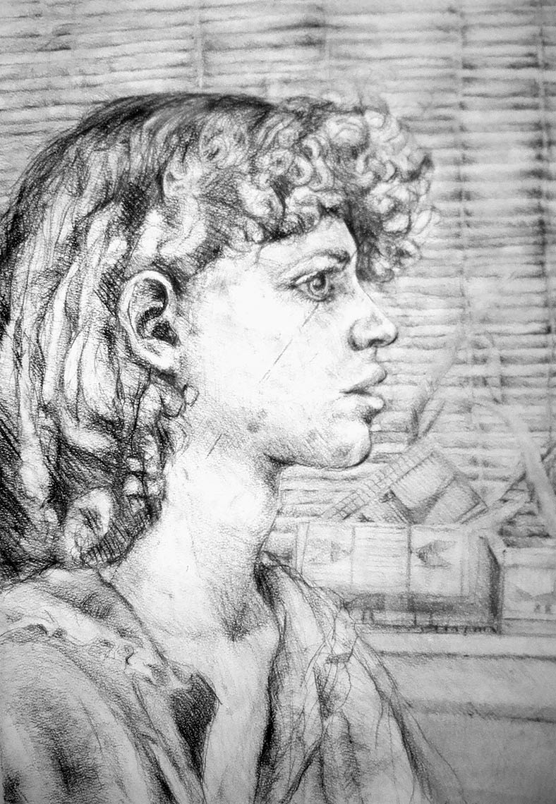 Self-Portrait-1979-charcoal-on-paper-30-x-22