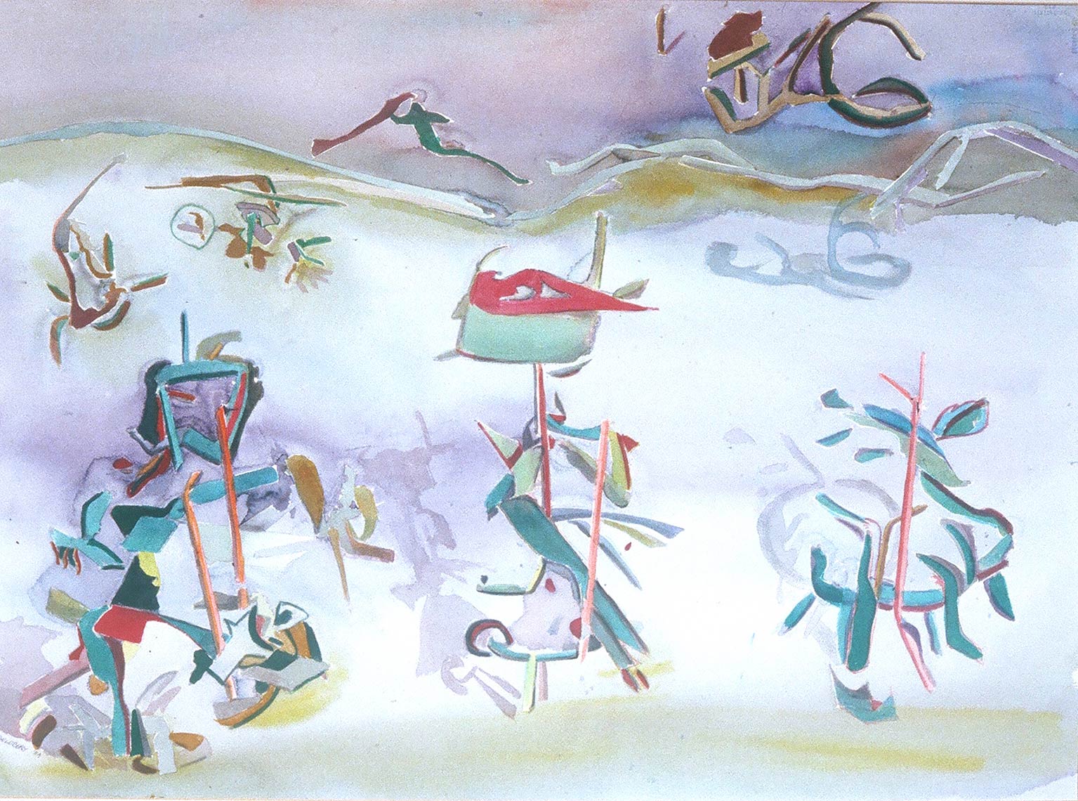 Shadow-Puppets-on-a-Walk-1985-Watercolour-on-rag-paper-22x30-inches