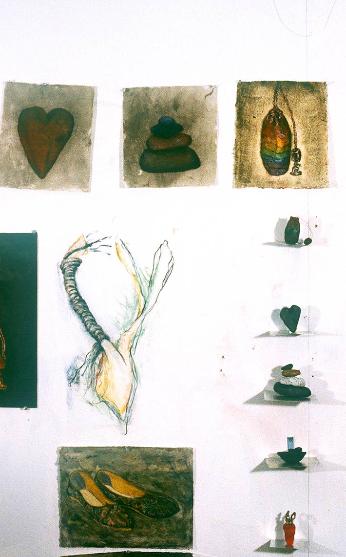 Studio-Wall-Installation-Objects-Acrylic-on-paperclayconte-crayon-